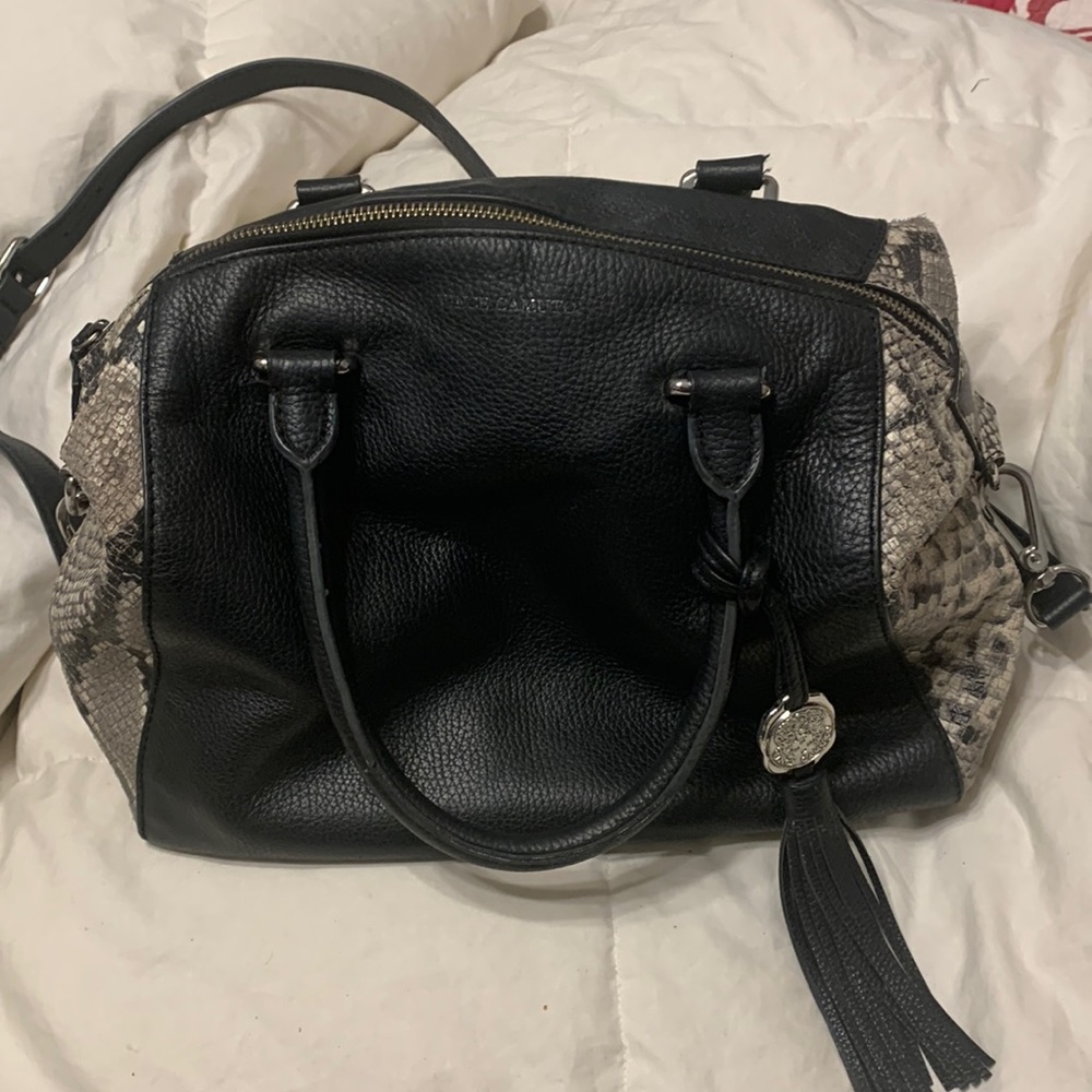 Black and Snake Print Women's Handbag